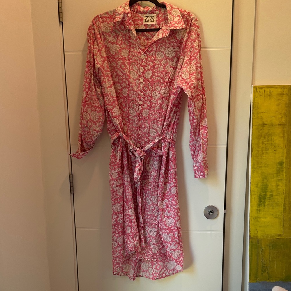 SZ block prints Pink and White Floral Shirt Dress